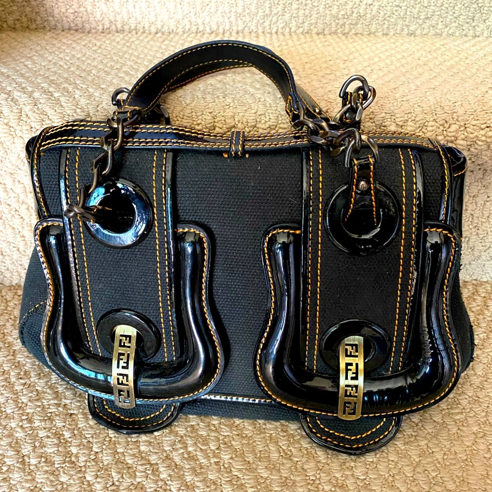 Blue Canvas Fendi B Bag
